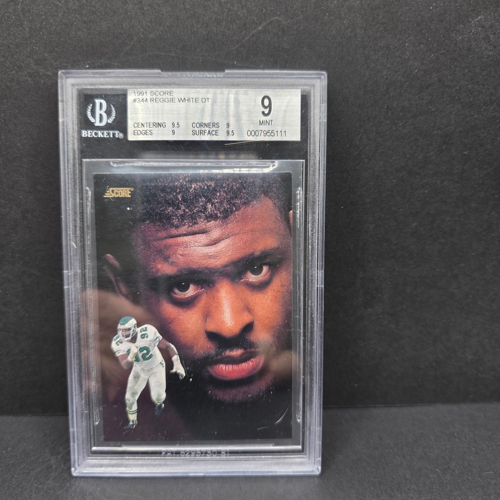 Score Reggie White Football Card 1991 BGS 9 Mint #344 Eagles DT